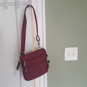 Anti theft slim double zip crossbody